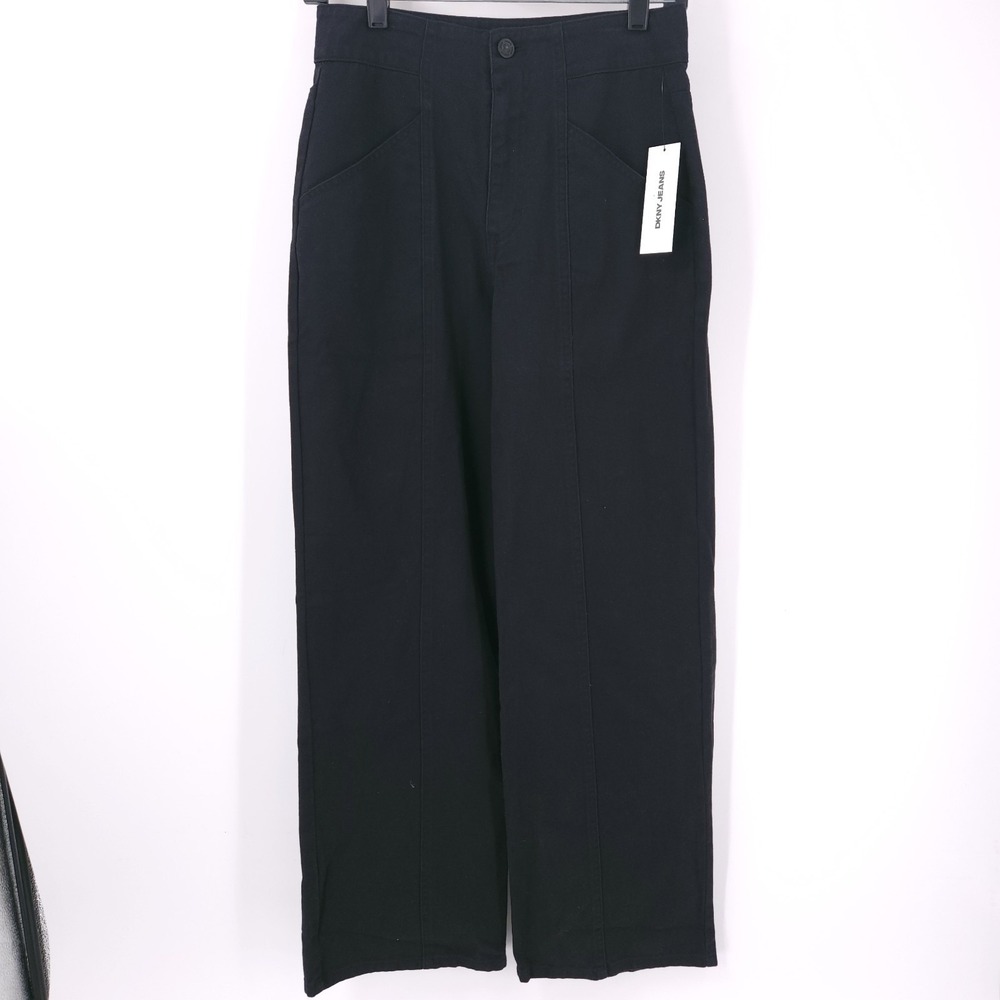DKNY Jeans Black Straight Leg Casual Pants Front Zip Womens Size 2 NEW‎
